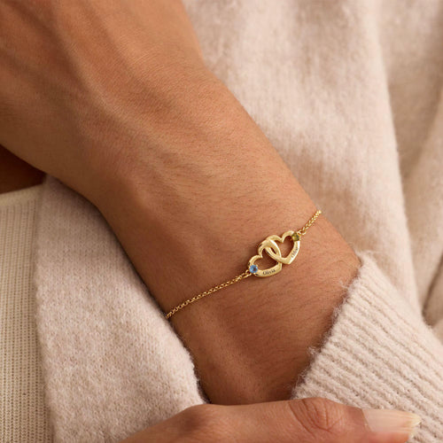 Custom Heart Name Bracelet with Birthstone