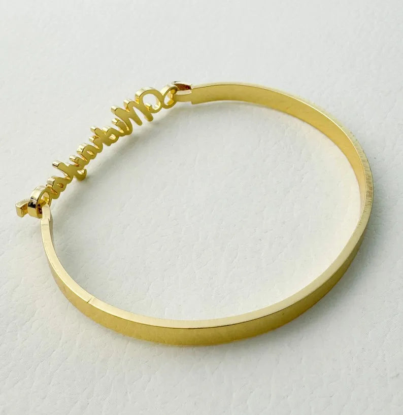 Gepersonaliseerde naamarmband van 18-karaats verguld roestvrij staal