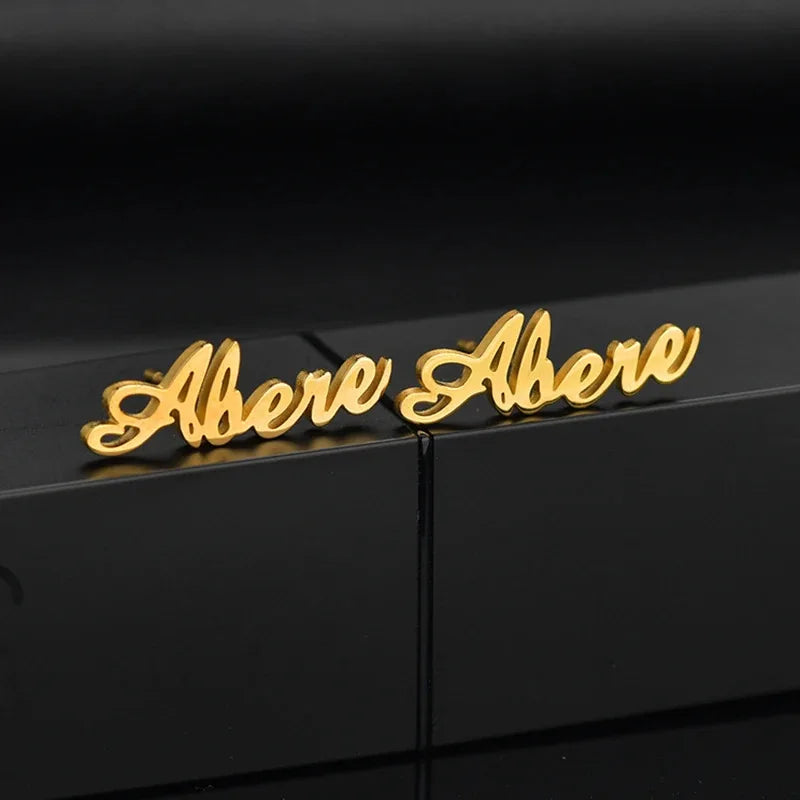 Gepersonaliseerde roestvrijstalen oorbellen, verguld