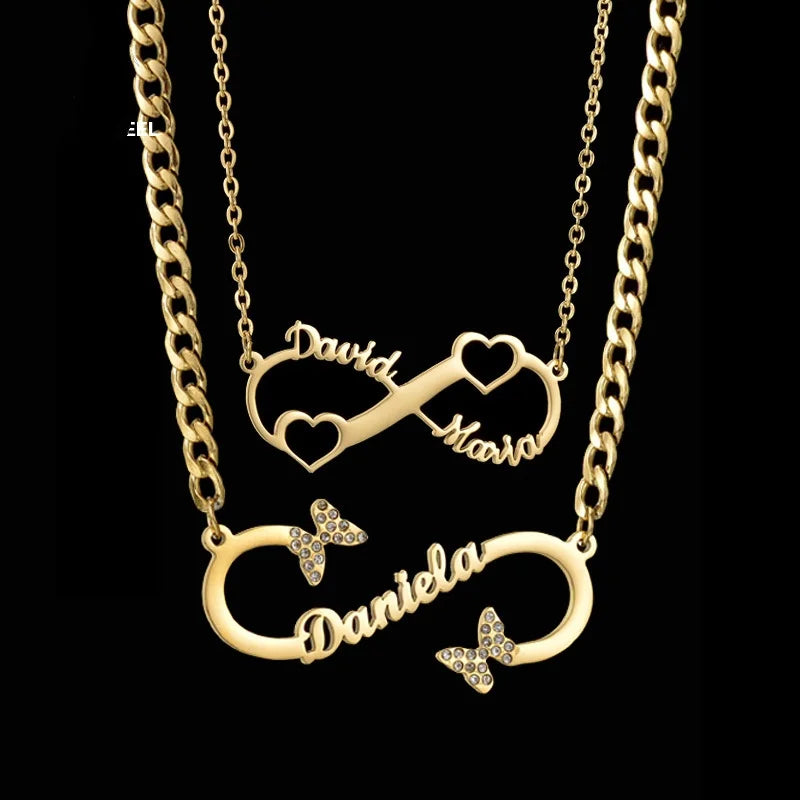 Gepersonaliseerde hartvormige kettingen met dubbele naam