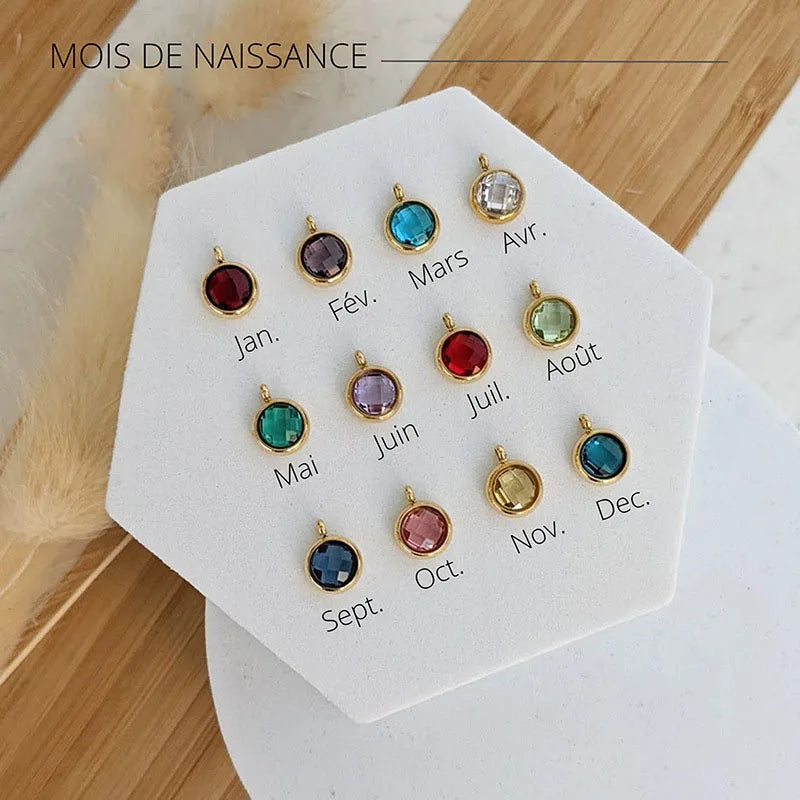 Birthstone Engraved Name Necklaces