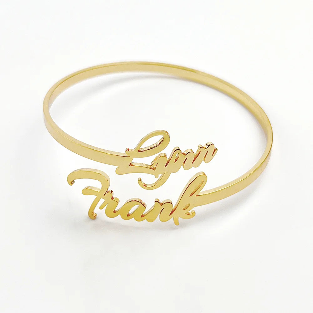 Gepersonaliseerde naamarmband van 18-karaats verguld roestvrij staal